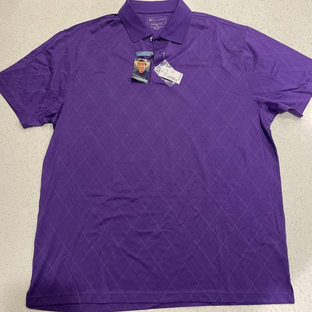 Jos A Bank‎ Mens Leadbetter Purple Argyle Cotton Poly Golf Casual Shirt XXL NWT